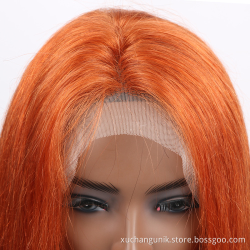 Uniky  Ginger Color Orange Lace Frontal Wig Transparent Lace Human Hair wig